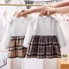 2023 vestido de verano para niña, camisetas sólidas, Tops a rayas a cuadros, vestido de princesa con lazo, vestidos infantiles de colores encantadores para niñas, ropa de moda para niñas