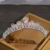 Fermagli per capelli Colore argento Strass Corona e Tiara Accessori per gioielli da sposa per donna Copricapo da sposa C040