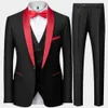 Abiti da uomo Blazer Set da 3 pezzi Blazer da uomo d'affari Cappotto / Maschile Slim Fit Colore abbinato Colletto Abito Tuxedo Giacca per il tempo libero Pantaloni Gilet Matrimonio 230303