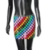 Jupes Mode Couleur Paillettes Mini Chaîne De Ventre En Plastique Sexy Taille Robe Carnaval Bohème Arc-En-Ciel Élégant 230302