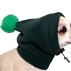 Hundekleidung warmer Hut reine Farbe Haustierkappe mit kleiner Haarball Foliekordel -Einstellung im Winter lässig Leopardenmuster Kopfbedeckung