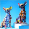 Oggetti decorativi Figurine Colore creativo Chihuahua Statue semplice soggiorno ornamenti Office di casa resina Scpture Crafts Sto dhrn1
