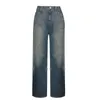 Jeans gambe vintage in denim femminile per donna con pantaloni da carico oversize ad alta vita