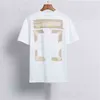 Klasik Moda Offs Designer Erkek Tişörtler Marka Geri Yapıştırıcı Strip Ok T-Shirt Lüks Mektup Baskı Gündelik Gevşek Giyim Kadın Topob1r