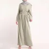 Abbigliamento etnico Abaya Musulmano Abito malese Pizzo Kaftan Islam Maxi Vestido Robe Musulman De Mode Abiti Tinta unita Dubai