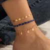 Anklets Bohemian Water Drop frędzle dla kobiet w stylu etnicznym tkanie geometrii łańcuchy stóp biżuteria 3pcs/setki 15678