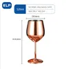 ワイングラス500mlマットメタルガラスチャームシャンパンウイスキー飲酒ゴブレットバーガラスカップ18 8ステンレス鋼2 4PC 230302