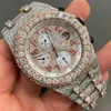 Handgefertigte Setting Pass Diamond Tter VVS-Moissanit-Diamant-Eis-Out-Luxus-Mechanische Uhr