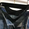 بنطلون جينز نسائي مصمم سراويل داخلية من قطعتين مزيفة بخصر عالٍ من قماش الدنيم