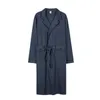 Мужская одежда для сна размер мужчина халат хлопок кимоно -халат -халат темно -синий мужчина ночной ночной одежды Свободная повседневная одежда с длинными рукавами.