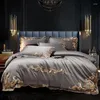 Bedding Sets High-End Gold Embroidery Set Luxury European 4pcs Blue Egypt Cotton Soft Duvet Cover Bed Sheet Pillowcases Home Textile