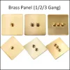 Switches Accessories 10A Retro Stainless Steel Wood Brass Toggle Switch 1/2/3 Gang Wall Lamp 86 Type Dual Control Light T200605 Dr Dh89S