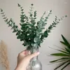 Decorative Flowers 5Pcs Artificial Eucalyptus Leaves Stem Short Branch Faux Eucalyptuses Spray White Bouquet Money Leaf Home Wedding Decor