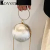 Vrouwen Crossbody tas avond feest ronde bal handtas mode schattige kleine ontwerptassen metalen ketting luxe vrouwelijke schoudertassen 230303