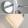 Lampes murales lumière ombragée E27 support en argent abat-jour en tissu support en acier inoxydable soin des yeux lecture