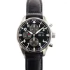 Wristwatches Top Quality Mens Mechanical Pilots Watch Automatic Prince Brown Leather Blue Dial