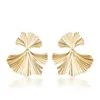 Studörhängen Hainon Leaf Plant Metal Gold/Silver Color Statement Earring For Women Simple Oregelbundet Flower Party Fashion Jewelry