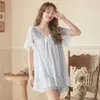 Vêtements de nuit pour femmes 2023 Summer Ladies Mesh Modal Pyjamas Ensemble Solide Manches courtes Col V Short Costume Doux Deux pièces Homewear pour femmes