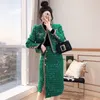 Robe deux pièces Net rouge déesse ventilateur tempérament élégant deux pièces mode femmes vert brillant manteau mince jupe costume femmes 230302