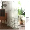 Curtain Pastoral Embroidery Tulle Window Curtains For Living Room Floral Sheer Voile Bedroom Kitchen Drapes Blinds Customs