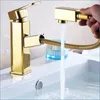 Badkamer wastafel kranen gouden uittrekbekken bekken kraan enkele handgreep en koude wasbasine messing mixer tap j14773