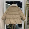 Women's Trench Coats Real Wool 2023 Coat Winter Women 90% White Duck Down Jacket Solid Laple Fur And Lamb Hair Stitching Outerwear