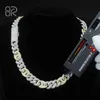 Pass Diamond Test GRA Certificate VVS Moisanite 925 Sterling Silver Cuban Link Chain pour hommes Hip Hop Collier 15 mm 18 "