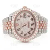 NFN8 웨딩 VVS Moissanite Diamond Watch 남자 아이스 아웃 힙합 스테인 스틸 자동 감시 3LSZ