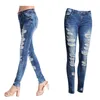 Jeans da donna Jeans strappati slim blu per donna Jeans a vita alta in denim elasticizzato lavato skinny strappato Pantaloni a vita alta Femme sbiancato