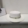 Lettre dame chapeaux de paille ruban blanc chapeaux à large bord avec ligne noire mince femmes tempérament élégant Sunhats261K