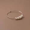 Hoopörhängen äkta 925 Sterling Silver Small Pearls Simple Circle Hoops Fina smycken för kvinnliga gåvor