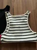 Kvinnor Crop Top Tankar Camis Mesh Sport Kvinnliga Femme Knits Tee BH Summer Stripe Designer Broderi Stickad Väst Sport Linne Andas Yogaväst Toppar