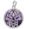 Pendant Necklaces Inverted Palm Pattern Amethyst Reilki Crystal Rock Quartz Charms For Jewelry Making Women Necklace Diy Accessories