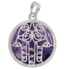 Hänghalsband inverterade palmmönster Amethyst Reilki Crystal Rock Quartz Charms för smycken som gör kvinnor halsband diy tillbehör