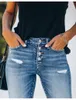 Damenjeans, mittlere Taille, zerrissene Jeans für Damen, modisch, hochelastisch, schmale Denim-Bleistifthose, Straße, Freizeithose, S-2XL, Drop Ship 230303