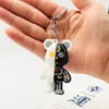 PVC Robot Mechanical Bear Keychain Leather Key Chain for Men Car Key Women Handbag Pendant Fashion Punk Half Skull Body Keyring