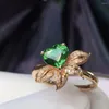 Ringos de cluster H630 Anel de turmalina verde 18 K Jówe de ouro natural 1,72ct Gemtones diamantes femininos para mulheres fine