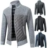Men s Sweaters Cardigan Jumper Knit Zipper Color Block Stand Collar Stylish Holiday Fall Winter Long Sleeve Black Gray Sweater Unisex 230302