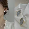 Stud Earrings 925 Silver Needle Korean Arrival Metal Trendy Fresh Lovely Sweet Grey Leaf For Women 2023 Fashion Jewelry