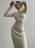 Sukienki swobodne Elegancka golf damska sukienka żeńska moda długie rękaw Slim Mini sukienki 2022 Autumn Solid Bodycon Party Club odzież Z0216