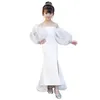 Robes de fille Robe pour enfants élégante noire sans épaule princesse fille robe d'anniversaire blanc âge pour 3- 14 ans adolescentes robe de soirée enfants