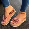 Kapcie kobiety letnie sandały płaskie obcasy pompki duże rozmiary kliny buty kobieta słodkie muszki sandalias mujer sapato feminoslippers