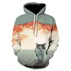 Heren Hoodies herfst en winter modieuze 3D -print dier mannen vrouwen casual sweatshirt tracksuit pullover codeed jas vintage