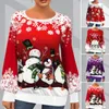 Women's Blouses Chic Lady Christmas Top Long Sleeves Warm Soft Snowflake Pattern Xmas Sweatshirt