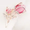 Broches Valentijnsdag gouden legering roze grote strass kristalsteen rozenbloembroche pin accessoire