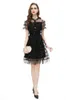 Women's Runway Dresses O Neck Short Sleeves Tiered Ruffles Dots Printed High Street Fashion Designer Vestidos