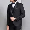 Ternos masculinos Blazers Black Groom Tuxedo para casamento Men Ternos de 3 peças Fumando Cerimônia de Fit Slim Fact Slim Creamony Macho Set Colet Capinet Calça 230303