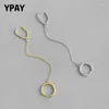 Backs Earrings YPAY 1 PC Pure 925 Sterling Silver Ear Clip Cuff Wrap INS Square Circle Chain Tassel Earring No Piecing Jewelry YME497