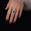 Cluster Rings 925 Sterling Silver Wedding For Women 9x11mm Emerald Cut CZ Lab Created Engagement Ring Set Classic Jewelry