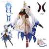 Costumi anime OllyMurs Gioco Genshin Impact Ganyu Cosplay Vieni tuta con copricapo Corno Genshin Gan Yu Cosplay Party Viene fornito Set completo Z0301